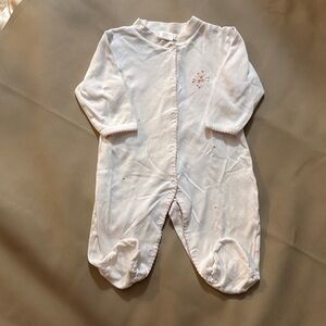 Lyda baby white baby girl cotton footie with tutu bear embroidery